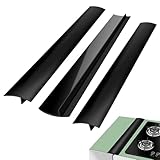 MUYAPAY 3 Stück Silikon Gap Cover für Herd und Theke 63,5cm, Fugenleiste Arbeitsplatte T Profil Spaltfüller, Zuschneidbar Hitzebeständig Flexibel Für Herd-Arbeitsplatten Ofen Waschmaschine (Schwarz)