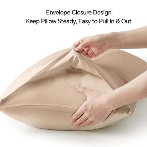 Image of BEDELITE King Pillow Cases Set of 2, Rayon Derived from Bamboo, Taupe | Cooling and Breathable Pillow Cover for Hot Sleepers & Night Sweats, Silky Soft Cozy, Envelope Closure, 20x36 Inches