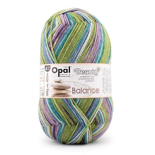 Opal Beauty Balance (425m) 4-Ply Yarn - Wool-Blend, for Knitting Wonderfully Warm Socks, 11404, 1 x 100g