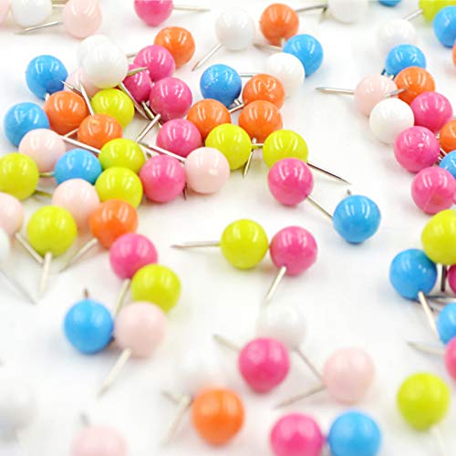 Acoolstore 100Pcs Candy Color Push Cork Board Pins Thumbtack Material Escolar Message Board Pushpin Map Drawing Capped Headed Fixing Pin #TOP5