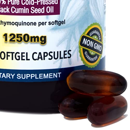 Amazing Herbs Black Seed Oil Pills 1250Mg, 100 Softgel Capsules (Pack Of 2) #TOP1