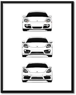 CUSTOMIZABLE COLOR: Porsche Cayman Generations Inspired Poster Print Wall Art of the History and Evolution of the Cayman Generations (Car Models: 718/981/ 987) (Unframed)