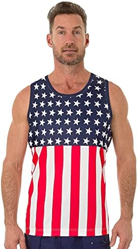 Pacific Surf Licensed Mart Men's American Flag Stripes and Stars Tank Top Shirt TAF05 M