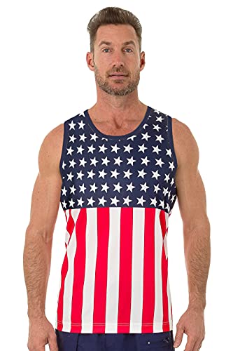 Pacific Surf Men s American Flag Stripes and Stars Tank Top Shirt TAF05 L