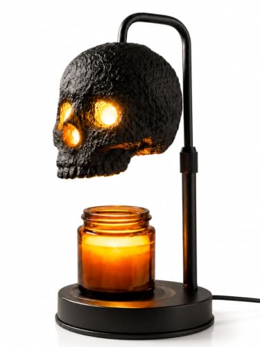 Skull Candle Warmer Lamp with Timer and Dimmer for Halloween Gothic Decor