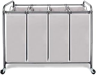 STORAGE MANIAC Laundry Sorter 4 Section with Heavy Duty Rolling Wheels for Clothes