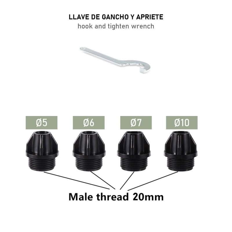 Aspersor de Riego de 1" en Latón y Aluminio, con Toberas Intercambiables, Presión 1.5 a 4 Bar, Caudal 20-60 l/min, Pack de 4 Unidades
