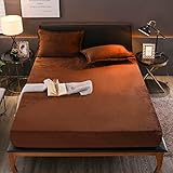 Flannel Fitted Sheet King Size,Velvet Fitted Sheet Plush Shaggy Ultra Soft Fuzzy Sheet with 15''Deep Pocket,Coffee,1 Pack(Not Include Pillowcases)