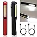 Produktbild 2PCS LED Arbeitsleuchte Schwarz + Rot ,Jaminy Aufladbare LED COB Camping Arbeit Inspektion Licht Lampe Hand Taschenlampe Magnetic