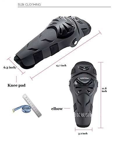 Runworld 4 pcs Motorcycle Motocross Cycling Elbow and Knee Pads Protection Shin Guards Body Armor Set Protective Gear For Adults (Black)