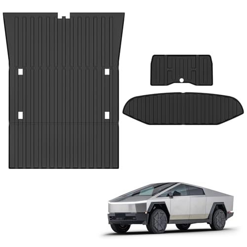 Truck Bed Mat for 20232026 Tesla Cybertruck Frunk Mat Trunk Mat Accessories AllWeather TPE Material AntiSlip & WearResistant Odorless Frunk Rear Trunk Car Liners Black