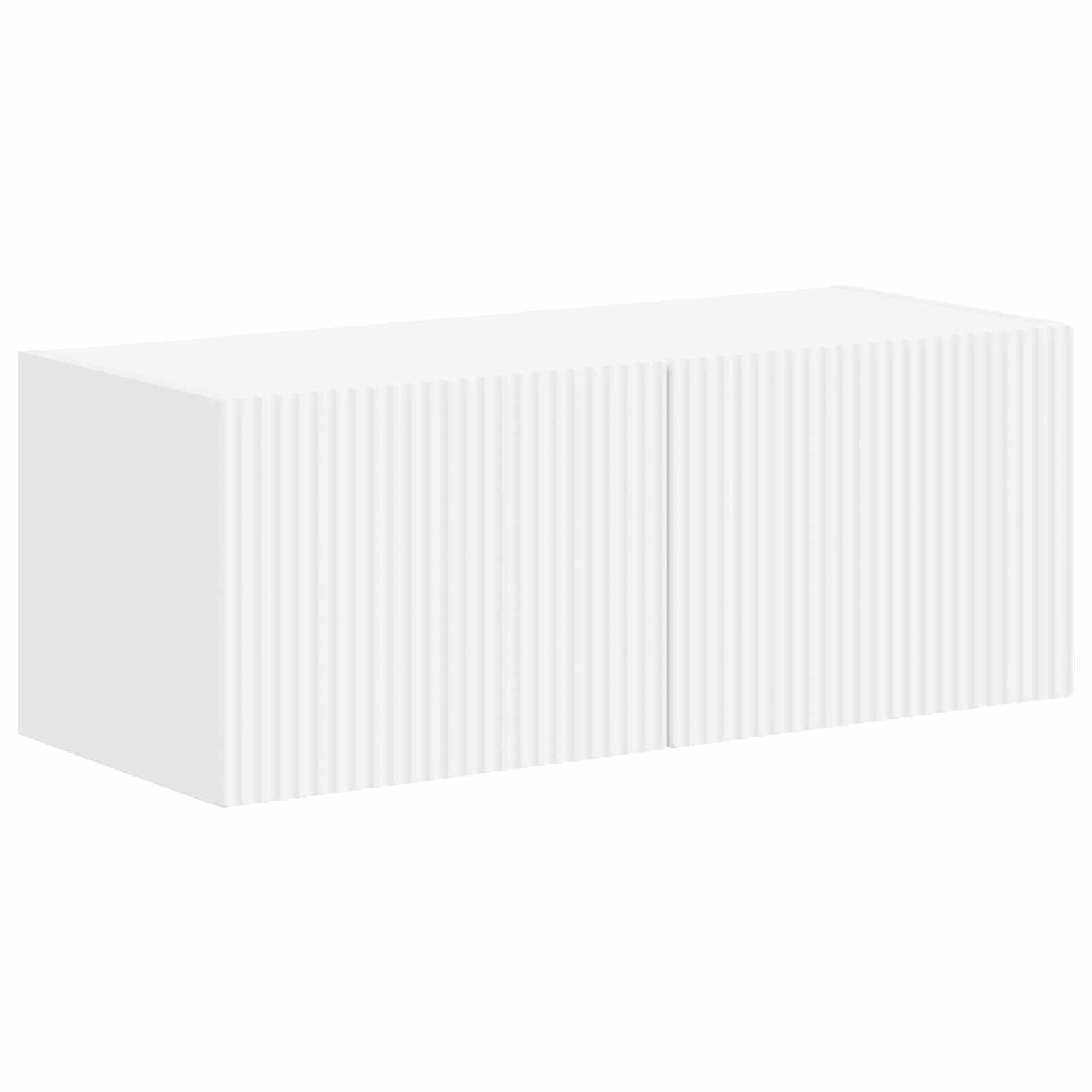 Set di mobili per TV, montaggio a parete, 4 pezzi, bianco, in legno