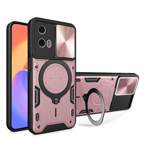 Lucyliy Compatible with Motorola Moto G Power 5G 2024 Phone Case Cover [with Tempered Glass Screen Protector] Pink
