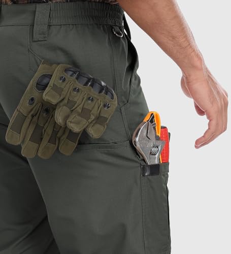 Image of Mens Cargo Work Pants Durable Ripstop Tactical Pants with 7 Pockets Outdoor Water Resistant Hiking Woking Construction Pants