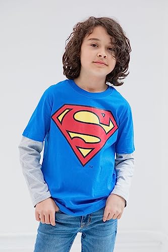 DC Comics Justice League Batman Superman The Flash 3 Pack Hangdown Long Sleeve T-Shirts Toddler to Big Kid2