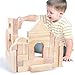 Migargle Large Wooden Building Blocks Set - Educational Preschool Learning Toys with Wooden Storage Box, Toddler Blocks Building and Stacking Toys for 3+ Year Old Boy and Girl Gifts