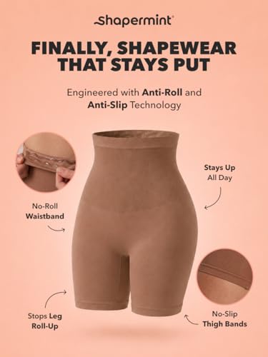 Image of SHAPERMINT High Waisted Body Shaper Shorts Shapewear for Women Tummy Control Thigh Slimming Technology