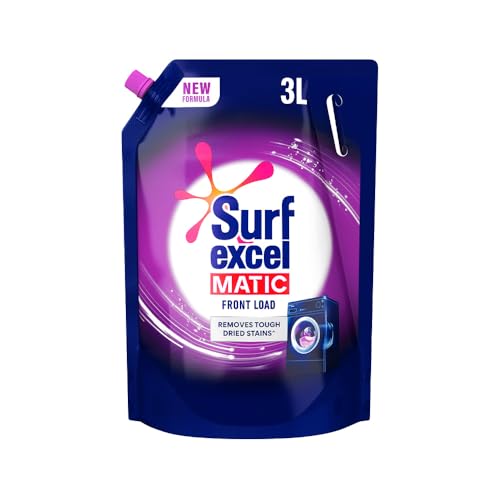 Surf Excel Matic Front Load Liquid Detergent 3 L Refill, Designed for Tough Stain Removal on Laundry in Washing Machines - Mega Pack