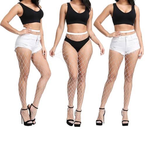 Image of Womens High Waist Fishnet Stockings,Stretchy Fishnet Stockings Thigh Tights Pantyhose Stockings