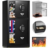 8.7 Cuft Heavy Duty Safe Box, Extra Large Home Safe With Fireproof Waterproof Bag, Double DOOR, HIDDEN LOCK BOX, Smart Alert, Anti-Theft Digital Security Document Safes Box For Money Business Office