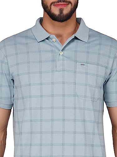 Image of PRORIDERS Half Sleeve 100% Pure Cotton Fabric Collared Regular Fit Men's Polo Checkered Tshirt with Pocket for Casual wear