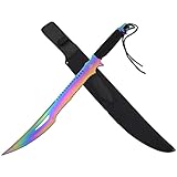 Snake Eye Tactical Fantasy Sword w/Nylon Sheath Machete Outdoors Camping (027, Rainbow)
