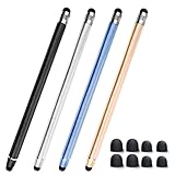 Touchscreen Stift 4 Stück, Tablet Stift 2 in 1 Eingabestift Universal Gummi Touch Pen für alle Tablets Smartphone, kompatibel mit Samsung/iPad/Android