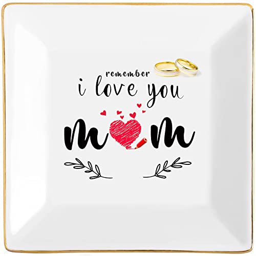 Image of Gifts for Mom from Daughter Birthday Gift for Women Mothers Day Gift | Presents,Moms,Grandma,Sister,in Law Best,Jewelry Dish,Unique,Trinket Tray,Ring Holder,Remember I Love You Mom