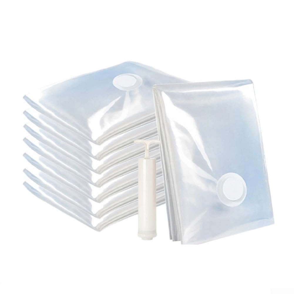 Set di 12 sacchetti sottovuoto con pompa a mano, sacchetti di compressione PA+PE, per vestiti, biancheria da letto, viaggi, chiusura ermetica, salvaspazio, in 4 misure