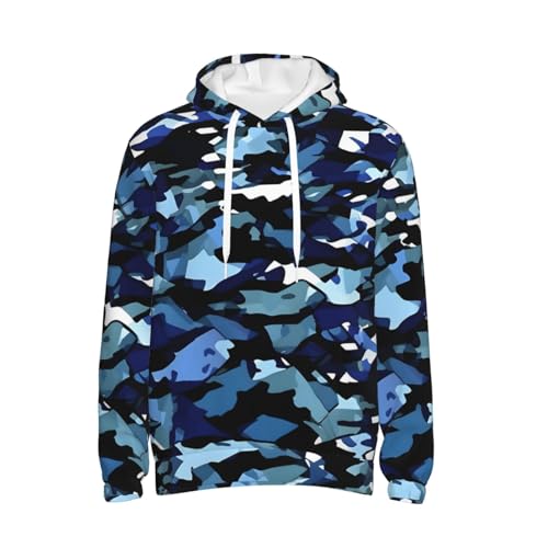 Sweat à capuche bleu imprimé camouflage pull de sport décontracté unisexe - 7