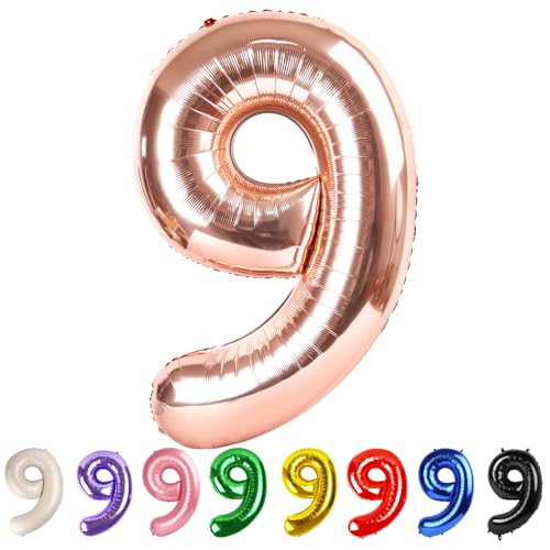 Numbers 9 Balloons Rose Gold Party Decorations for Women Men, 40 In Big Balloons for Engagement, Wedding, Celebration Party, Graduations, Photo Shoot