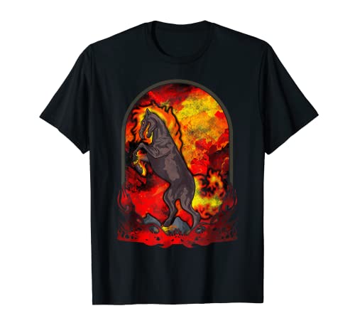 Caballo flameante de fantasía mítica griega mitología caballo de fuego Camiseta
