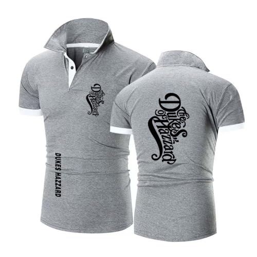 Herren Poloshirt Kurzarm Für D.u.ke.s G.en.eral L.e.e Car Print Revers T-Shirt Lässiges Kurzarm Arbeitshemd Leichtes Shirt-Gray||m