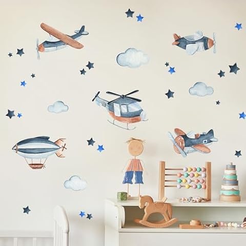 Tanlaby Blue Clouds and Stars Wall Stickers Cover