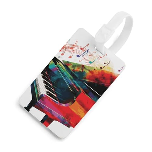 Porte-carte pour bagages motif piano et étiquette d'identification pour sac