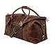 KomalC Leather Duffel Bags for Men and Women Full Grain Leather Travel Overnight Weekend Leather Bags Sports Gym Duffel for Men (Dark Tan)