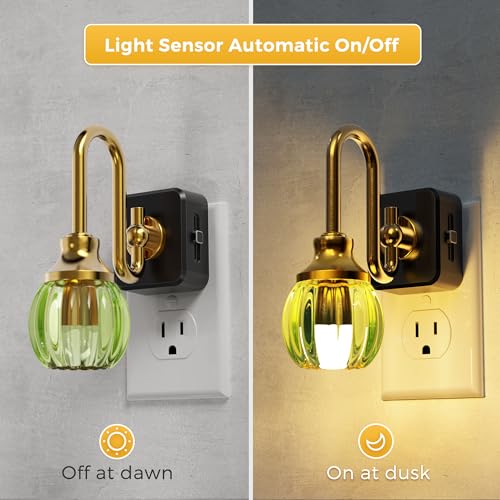 Image of L LOHAS LED Night Lights Plug into Wall, 3000K Soft White LED, Flower Night Lights with Dusk to Dawn Sensor, 0-100lm Adjustable Brightness, for Hallway Bedroom Stairway