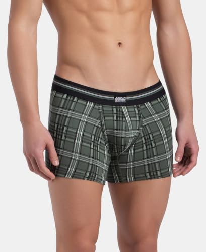 Image of Jockey UI21 Men's Super Combed Cotton Elastane Stretch Printed Trunk with Ultrasoft Waistband (Pack of 2 Colors & Prints May Vary)