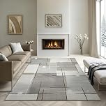 the carpet Pearl Modern Dense Short Pile Living Room Bedroom Rug, Contour Cut, Geometric Pattern, Chequered, Beige, 160 x 220 cm