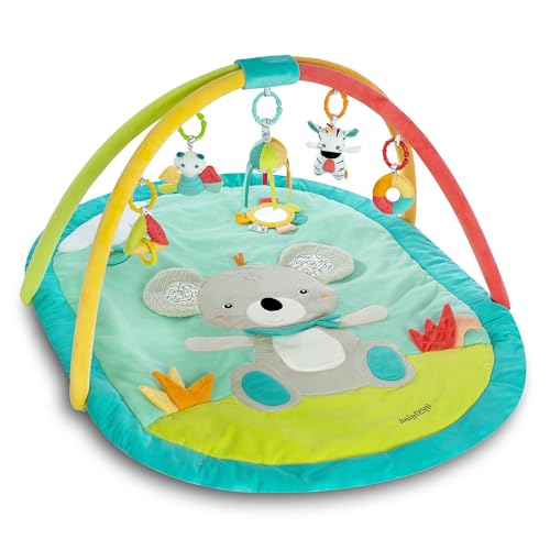 Fehn manta de actividades 3-D arco de juego Koala para bebés con 5 juguetes extraíbles para agarrar, manta de juego para bebés y niños pequeños de 0+ meses, alfombra de gateo como regalo de nacimiento