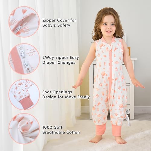 Image of Miracle Baby Sleep Sack with Feet, 1.0 TOG Wearable Blanket for Toddlers, Sleeveless Baby Sleeping Bag with Leg Openings