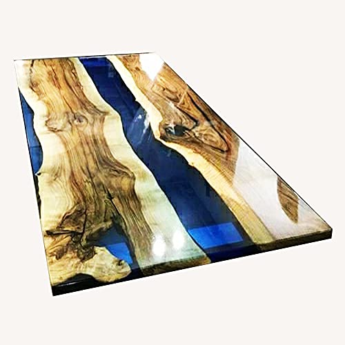Blue Resin River Wooden Working Dining Handmade Top Table Royal Decorative Furniture
