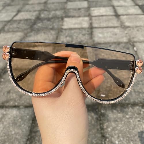 Image of Oversized Sunglasses Women Men Luxury Big Frame Mask Glasses Goggle Flat Top Clear Eye Protection Glasses Shade UV400