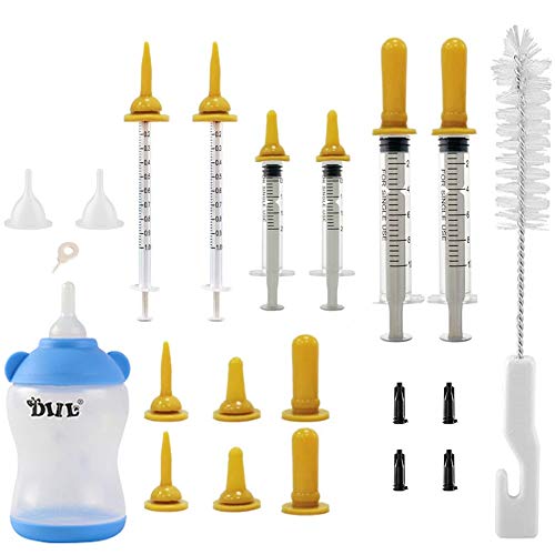 jeringa original para mascotas pezón con jeringas y biberón de lactancia para gatitos mascotas, mejor adecuado para pequeños mamíferos recién nacidos semana gatitos viejos cachorros kit 15 unidades