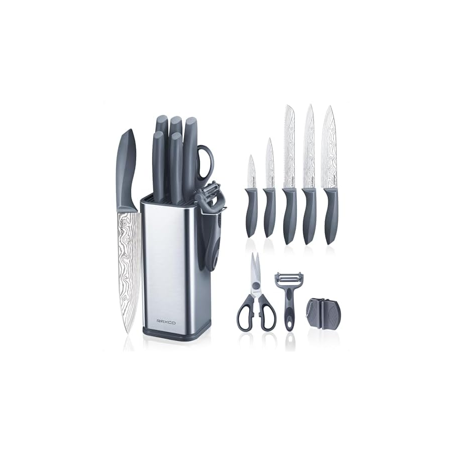 RAXCO Kitchen Knife Set-5 set of Knives,5 Kitchen Accessories-Fits for Apartment Flat condo,Cuchillo de cocina(Gray)