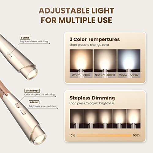 Enclize Rechargeable Led Neck Reading Light, Book Lights For Reading In Bed,Stepless Dimming Book Light, Flexible Soft Arms,Leather Like, Long Lasting. Perfect For Knitting, Crafts, And Readers #TOP1