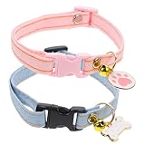 COLLBATH Collar De Gato Decorativo 2 Piezas Ajustable Collares para Gatos con Cierre De Seguridad Accesorios para Mascotas
