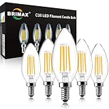 BRIMAX E14 LED Candle Bulb Dimmable 6w 60W Equivalent Warm White 2700K SES(Small Edison Screw) LED Chandelier Bulbs C35 Vintage Filament Energy Saving Candelabra Light Bulb 5 Pack