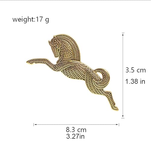 Image of Dreuyet Horse Brooch Pin Horse Racing Suit Lapel Pin for Women Men Rhinestone Antique Gold Horse Animal Brooch Clothing Outfits Accessory Jewelry