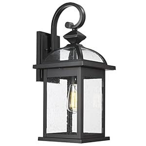 Darkaway Outdoor Lights Fixtures Wall Mount, Large 22inch Outdoor Wall Sconce Lights with Seeded Glass Waterproof Outside Exterior Lights Fixture for House Front Porch Patio (Large, Black) Darkaway Outdoor Lights Fixtures Wall Mount Large 22inch Outdoor Wall Sconce Lights with Seeded Glass Waterproof Outside Exterior Lights Fixture for House Front Porch Patio Large Black